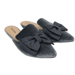 Bow loafers velvet grey boho fall casual classic slip ins